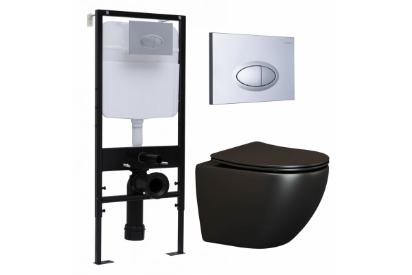 Комплект 3 в 1 инсталляция Logan H1067-1170 297674 + Унитаз подвесной Ceramica Nova Metropol CN4002MB + кнопка хром матовый в современном стиле