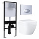 Комплект 3 в 1 инсталляция Logan H1067-1170 297674 + Унитаз подвесной Grohe Euro Ceramic 39206000 + кнопка хром матовый в современном стиле