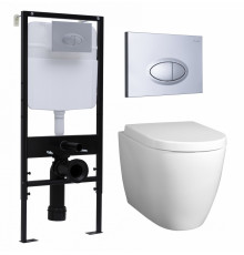 Комплект 3 в 1 инсталляция Logan H1067-1170 297674 + Унитаз подвесной BelBagno Marino + кнопка хром матовый в современном стиле