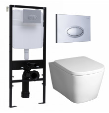Комплект 3 в 1 инсталляция Logan H1067-1170 297674 + Унитаз подвесной BelBagno Albano BB120CHR + кнопка хром матовый в стиле hi-tech