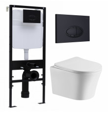 Комплект 3 в 1 инсталляция Logan H1067-1170 297674 + Подвесной унитаз Cerutti Spa Adige Aria CT7837 + кнопка черная матовая в современном стиле