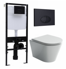 Комплект 3 в 1 инсталляция Logan H1067-1170 297674 + Унитаз подвесной Ceramica Nova Forma CN3011 + кнопка черная матовая в современном стиле