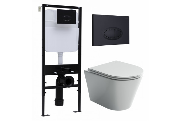 Комплект 3 в 1 инсталляция Logan H1067-1170 297674 + Унитаз подвесной Ceramica Nova Forma CN3011 + кнопка черная матовая в современном стиле