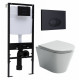 Комплект 3 в 1 инсталляция Logan H1067-1170 297674 + Унитаз подвесной Ceramica Nova Forma CN3011 + кнопка черная матовая в современном стиле