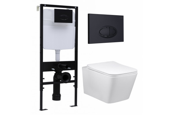 Комплект 3 в 1 инсталляция Logan H1067-1170 297674 + Унитаз Vincea Q-Line VT1-12 + кнопка черная матовая в современном стиле