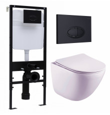 Комплект 3 в 1 инсталляция Logan H1067-1170 297674 + Унитаз подвесной Esbano Lotus ESUPLOTUW + кнопка черная матовая в современном стиле