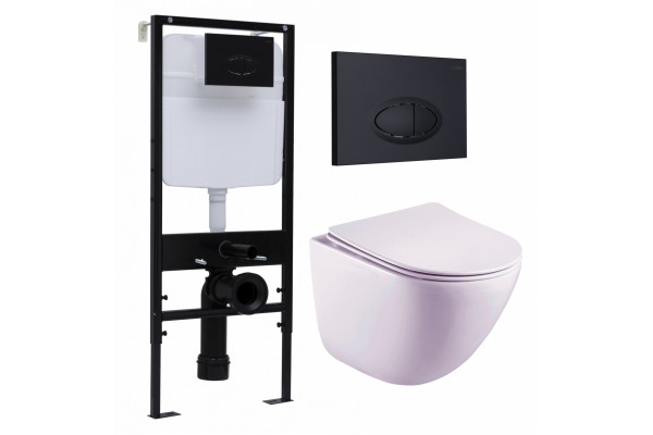 Комплект 3 в 1 инсталляция Logan H1067-1170 297674 + Унитаз подвесной Esbano Lotus ESUPLOTUW + кнопка черная матовая в современном стиле