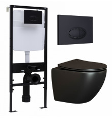 Комплект 3 в 1 инсталляция Logan H1067-1170 297674 + Унитаз подвесной Ceramica Nova Metropol CN4002MB + кнопка черная матовая в современном стиле