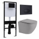 Комплект 3 в 1 инсталляция Logan H1067-1170 297674 + Унитаз подвесной Weltwasser WW Merzbach 004MT-GR + кнопка черная матовая в современном стиле
