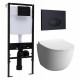 Комплект 3 в 1 инсталляция Logan H1067-1170 297674 + Унитаз подвесной VitrA Sento 7748В003-0075 + кнопка черная матовая в современном стиле