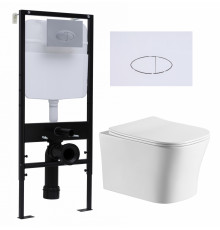Комплект 3 в 1 инсталляция Logan H1067-1170 297674 + Подвесной унитаз Cerutti Spa Marmolada aria CT7778 + кнопка белая в современном стиле
