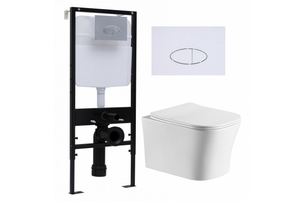 Комплект 3 в 1 инсталляция Logan H1067-1170 297674 + Подвесной унитаз Cerutti Spa Marmolada aria CT7778 + кнопка белая в современном стиле