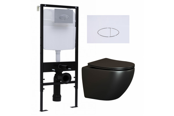 Комплект 3 в 1 инсталляция Logan H1067-1170 297674 + Унитаз подвесной Ceramica Nova Metropol CN4002MB + кнопка белая в современном стиле