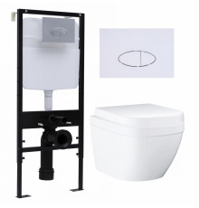Комплект 3 в 1 инсталляция Logan H1067-1170 297674 + Унитаз подвесной Grohe Euro Ceramic 39206000 + кнопка белая в современном стиле