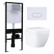 Комплект 3 в 1 инсталляция Logan H1067-1170 297674 + Унитаз подвесной Grohe Euro Ceramic 39206000 + кнопка белая в современном стиле