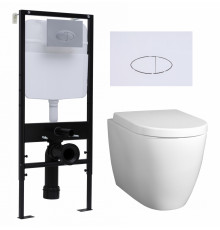 Комплект 3 в 1 инсталляция Logan H1067-1170 297674 + Унитаз подвесной BelBagno Marino + кнопка белая в современном стиле