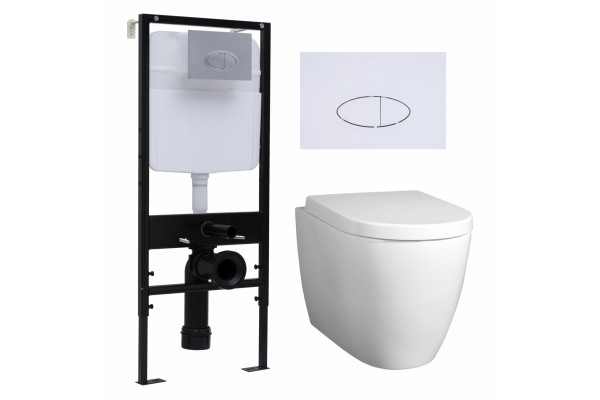 Комплект 3 в 1 инсталляция Logan H1067-1170 297674 + Унитаз подвесной BelBagno Marino + кнопка белая в современном стиле
