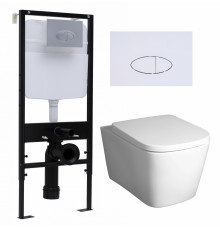 Комплект 3 в 1 инсталляция Logan H1067-1170 297674 + Унитаз подвесной BelBagno Albano BB120CHR + кнопка белая в стиле hi-tech