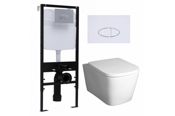 Комплект 3 в 1 инсталляция Logan H1067-1170 297674 + Унитаз подвесной BelBagno Albano BB120CHR + кнопка белая в стиле hi-tech
