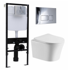 Комплект 3 в 1 инсталляция Logan H1067-1170 297674 + Подвесной унитаз Cerutti Spa Adige Aria CT7837 + кнопка хром в современном стиле