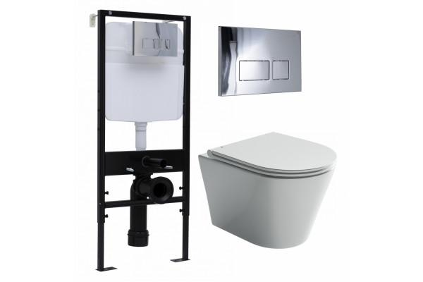 Комплект 3 в 1 инсталляция Logan H1067-1170 297674 + Унитаз подвесной Ceramica Nova Forma CN3011 + кнопка хром в современном стиле