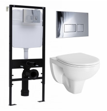 Комплект 3 в 1 инсталляция Logan H1067-1170 297674 + Унитаз подвесной Berges Wasserhaus Gamma 081105 + кнопка хром в современном стиле