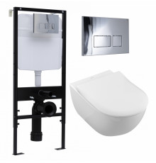 Комплект 3 в 1 инсталляция Logan H1067-1170 297674 + Унитаз подвесной Villeroy & Boch Subway 2.0 5614R201 + кнопка хром в современном стиле