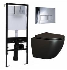 Комплект 3 в 1 инсталляция Logan H1067-1170 297674 + Унитаз подвесной Ceramica Nova Metropol CN4002MB + кнопка хром в современном стиле
