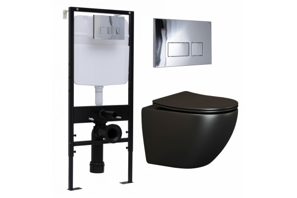 Комплект 3 в 1 инсталляция Logan H1067-1170 297674 + Унитаз подвесной Ceramica Nova Metropol CN4002MB + кнопка хром в современном стиле