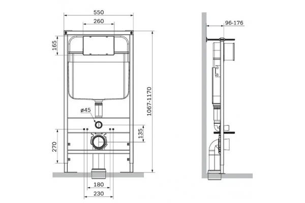 Комплект 3 в 1 инсталляция Logan H1067-1170 297674 + Унитаз подвесной Grossman GR-4455BMS + кнопка хром в современном стиле