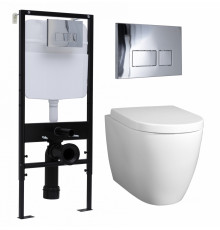 Комплект 3 в 1 инсталляция Logan H1067-1170 297674 + Унитаз подвесной BelBagno Marino + кнопка хром в современном стиле