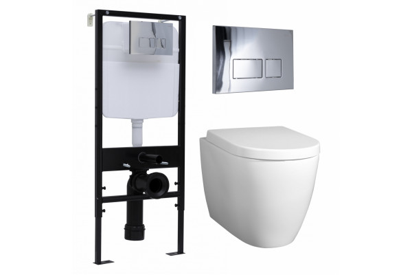 Комплект 3 в 1 инсталляция Logan H1067-1170 297674 + Унитаз подвесной BelBagno Marino + кнопка хром в современном стиле