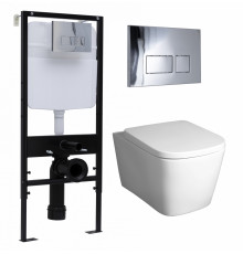 Комплект 3 в 1 инсталляция Logan H1067-1170 297674 + Унитаз подвесной BelBagno Albano BB120CHR + кнопка хром в стиле hi-tech
