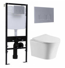 Комплект 3 в 1 инсталляция Logan H1067-1170 297674 + Подвесной унитаз Cerutti Spa Adige Aria CT7837 + кнопка хром матовый в современном стиле
