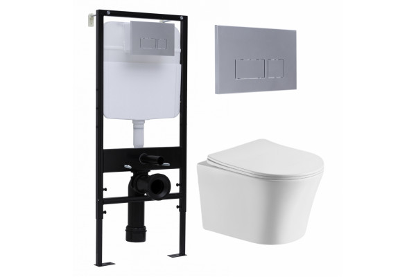 Комплект 3 в 1 инсталляция Logan H1067-1170 297674 + Подвесной унитаз Cerutti Spa Adige Aria CT7837 + кнопка хром матовый в современном стиле