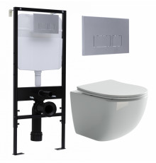 Комплект 3 в 1 инсталляция Logan H1067-1170 297674 + Унитаз подвесной Ceramica Nova Forma CN3009 + кнопка хром матовый в современном стиле