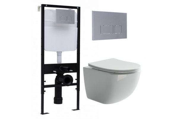 Комплект 3 в 1 инсталляция Logan H1067-1170 297674 + Унитаз подвесной Ceramica Nova Forma CN3009 + кнопка хром матовый в современном стиле