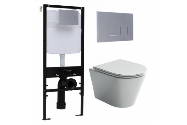 Комплект 3 в 1 инсталляция Logan H1067-1170 297674 + Унитаз подвесной Ceramica Nova Forma CN3011 + кнопка хром матовый в современном стиле