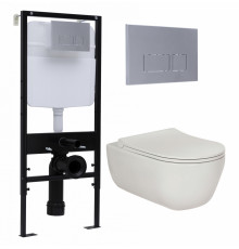 Комплект 3 в 1 инсталляция Logan H1067-1170 297674 + Унитаз подвесной Berges Wasserhaus Ego XL 082118 + кнопка хром матовый в современном стиле