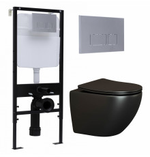 Комплект 3 в 1 инсталляция Logan H1067-1170 297674 + Унитаз подвесной Ceramica Nova Metropol CN4002MB + кнопка хром матовый в современном стиле