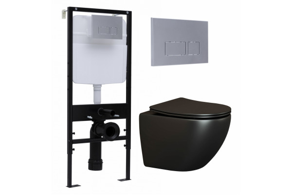 Комплект 3 в 1 инсталляция Logan H1067-1170 297674 + Унитаз подвесной Ceramica Nova Metropol CN4002MB + кнопка хром матовый в современном стиле