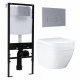 Комплект 3 в 1 инсталляция Logan H1067-1170 297674 + Унитаз подвесной Grohe Euro Ceramic 39206000 + кнопка хром матовый в современном стиле