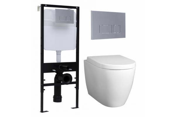 Комплект 3 в 1 инсталляция Logan H1067-1170 297674 + Унитаз подвесной BelBagno Marino + кнопка хром матовый в современном стиле