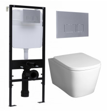 Комплект 3 в 1 инсталляция Logan H1067-1170 297674 + Унитаз подвесной BelBagno Albano BB120CHR + кнопка хром матовый в стиле hi-tech