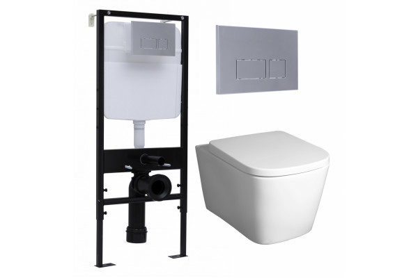Комплект 3 в 1 инсталляция Logan H1067-1170 297674 + Унитаз подвесной BelBagno Albano BB120CHR + кнопка хром матовый в стиле hi-tech