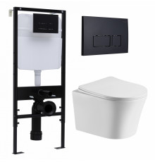 Комплект 3 в 1 инсталляция Logan H1067-1170 297674 + Подвесной унитаз Cerutti Spa Adige Aria CT7837 + кнопка черная матовая в современном стиле