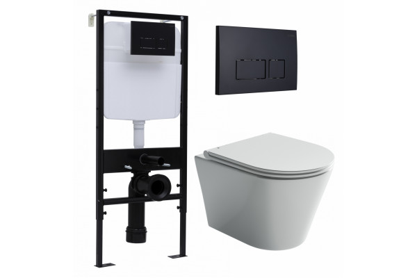 Комплект 3 в 1 инсталляция Logan H1067-1170 297674 + Унитаз подвесной Ceramica Nova Forma CN3011 + кнопка черная матовая в современном стиле