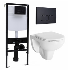 Комплект 3 в 1 инсталляция Logan H1067-1170 297674 + Унитаз подвесной Berges Wasserhaus Gamma 081105 + кнопка черная матовая в современном стиле