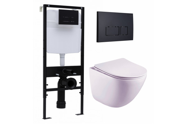 Комплект 3 в 1 инсталляция Logan H1067-1170 297674 + Унитаз подвесной Esbano Lotus ESUPLOTUW + кнопка черная матовая в современном стиле