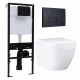 Комплект 3 в 1 инсталляция Logan H1067-1170 297674 + Унитаз подвесной Grohe Euro Ceramic 39206000 + кнопка черная матовая в современном стиле